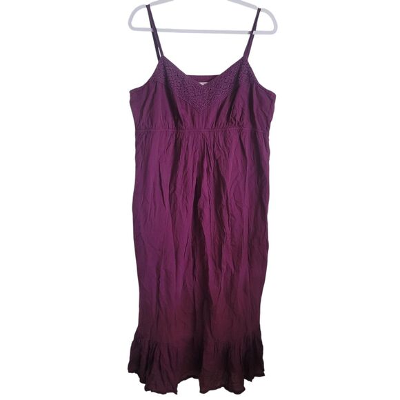 Old Navy Maternity Babydoll Midi Dress Women's Size XL Purple Crochet Lace Trim - Picture 1 of 10